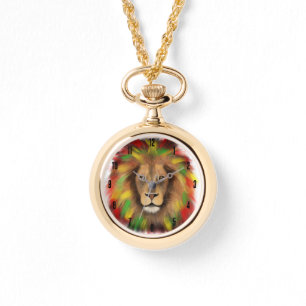 Rasta lion head red yellow green drawing Jamaica Watch