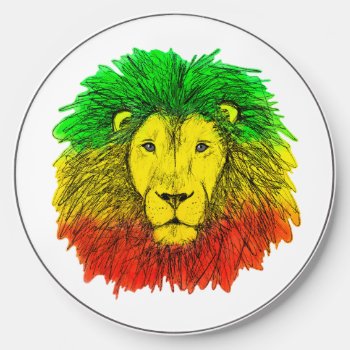 Rasta Lion Head Red Yellow Green Drawing Jamaica  Wireless Charger by CharmedPix at Zazzle