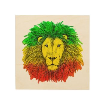 Rasta Lion Head Red Yellow Green Drawing Jamaica  Wood Wall Art by CharmedPix at Zazzle