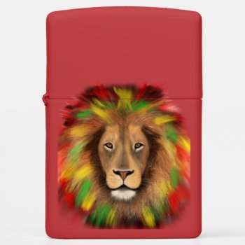 Rasta Lion Head Red Yellow Green Drawing Jamaica  Zippo Lighter by CharmedPix at Zazzle