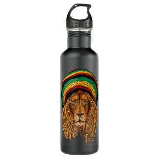 Rasta Lion Jamaica Rastafari Colors Reggae Lover Stainless Steel Water Bottle