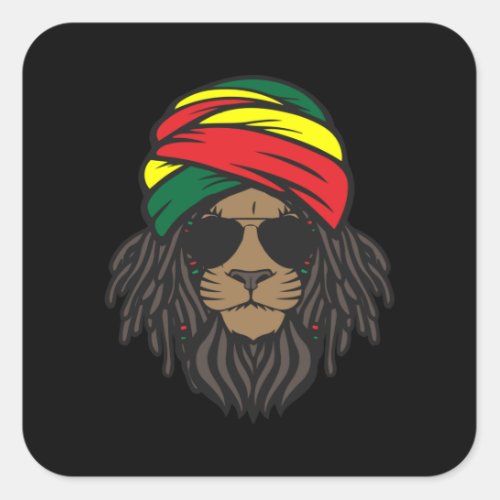 Rasta Lion Jamaica Style Square Sticker