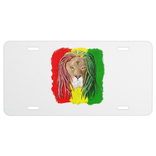Rasta Lion Jamaican Reggae Flag License Plate