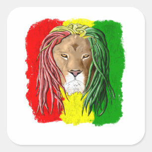 Rasta Lion Jamaican Reggae Flag Square Sticker