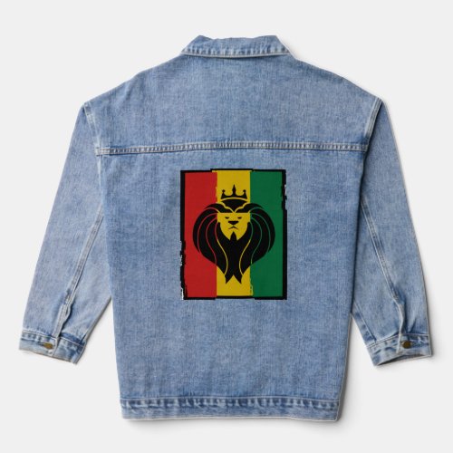 Rasta Lion Judah Jamaica Souvenir Roots Rock Regga Denim Jacket