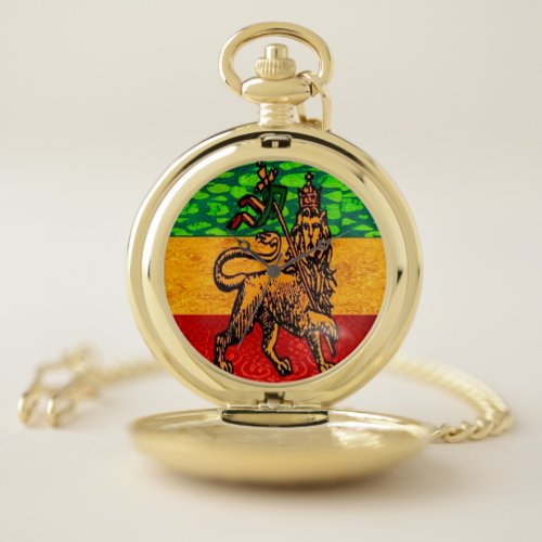 Rasta Lion of Judah Flag Pocket Watch