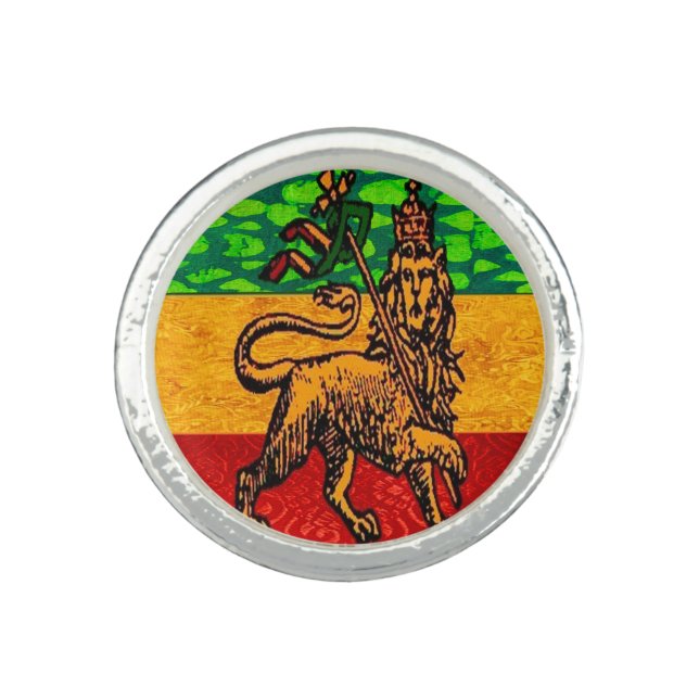Rasta Lion of Judah Flag Ring (Front)