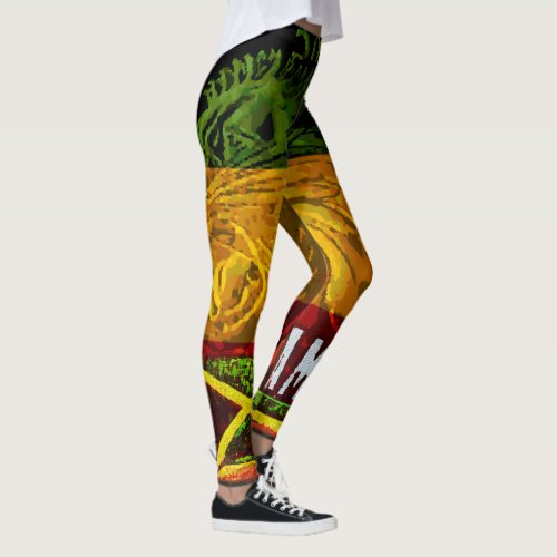 Rasta Lion of Judah Leggings with Jamaican Flag