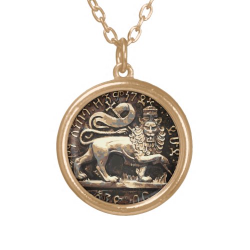 Rasta Lion of Judah Pendant Gold Finish