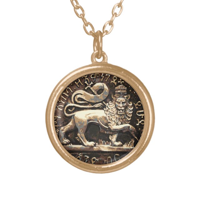 Rasta Lion of Judah Pendant Gold Finish (Front)