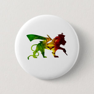 RASTA Lion of Judah Red Gold Green Button