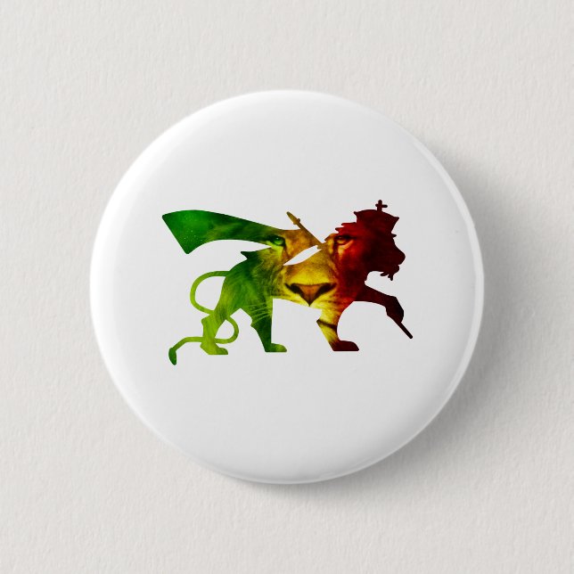 RASTA Lion of Judah | Red Gold Green Button (Front)