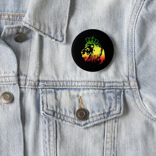 RASTA Lion of Judah | Red Gold Green Button (In Situ)