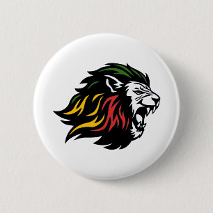 RASTA Lion of Judah Red Gold Green Button