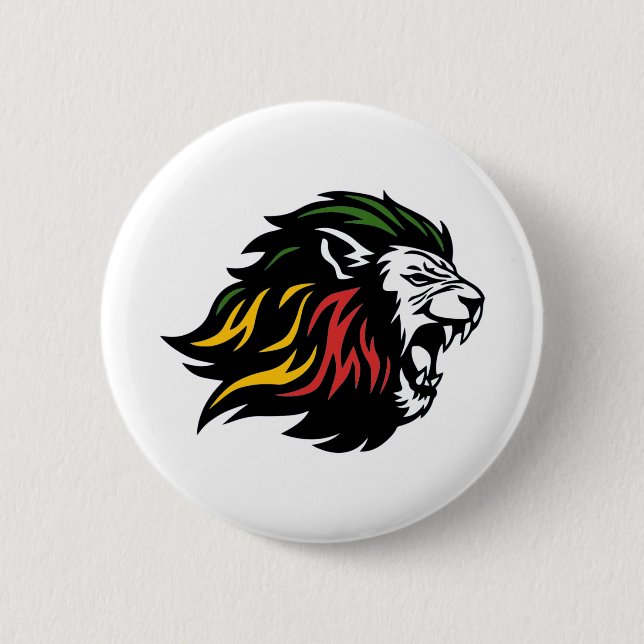 RASTA Lion of Judah | Red Gold Green Button (Front)
