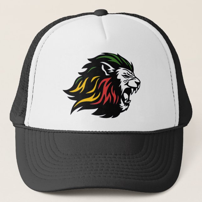 RASTA Lion of Judah | Red Gold Green Trucker Hat (Front)