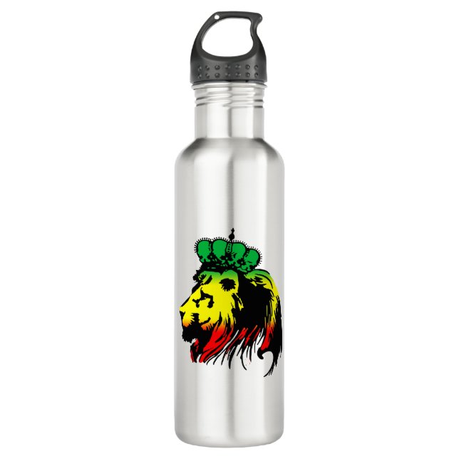 Rasta Lion of Judah Stainless Steel Water Bottle (Front)