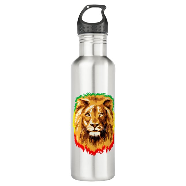 Rasta Lion of Judah Stainless Steel Water Bottle (Front)