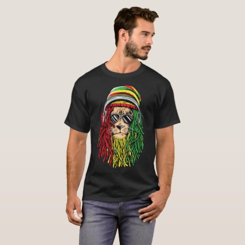 RASTA LION Rastafarian Jamaican reggae Music shirt