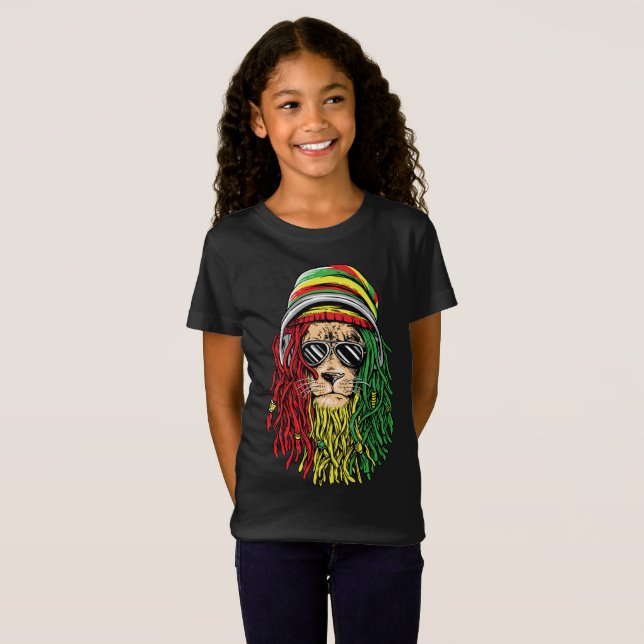 RASTA LION Rastafarian Jamaican reggae Music shirt (Front Full)