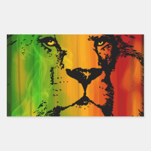 Rasta Lion Rectangular Sticker