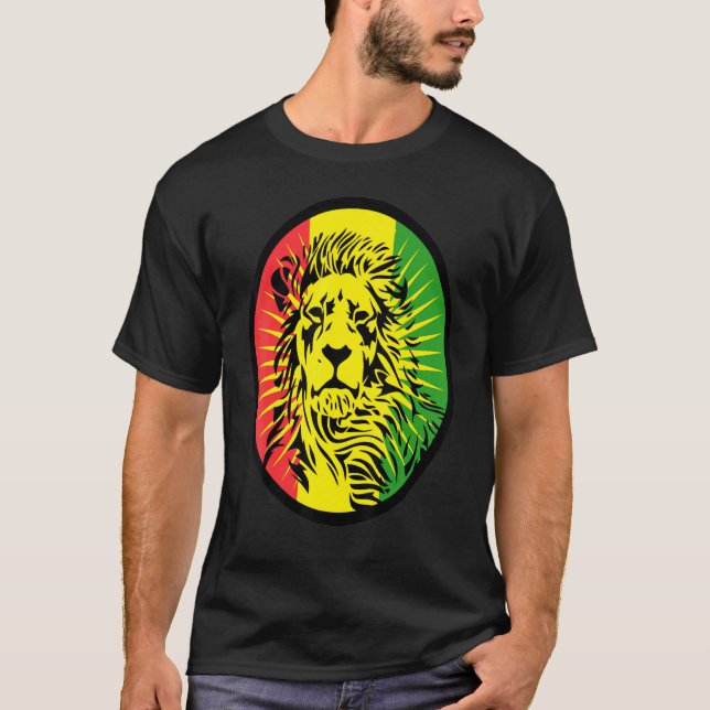 Rasta Lion Reggae Dreadlocks Profile For Rastafari T-Shirt (Front)