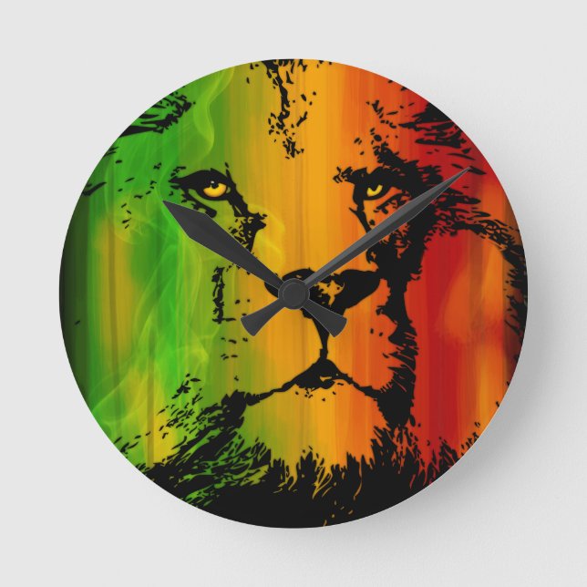 Rasta Lion Round Clock (Front)