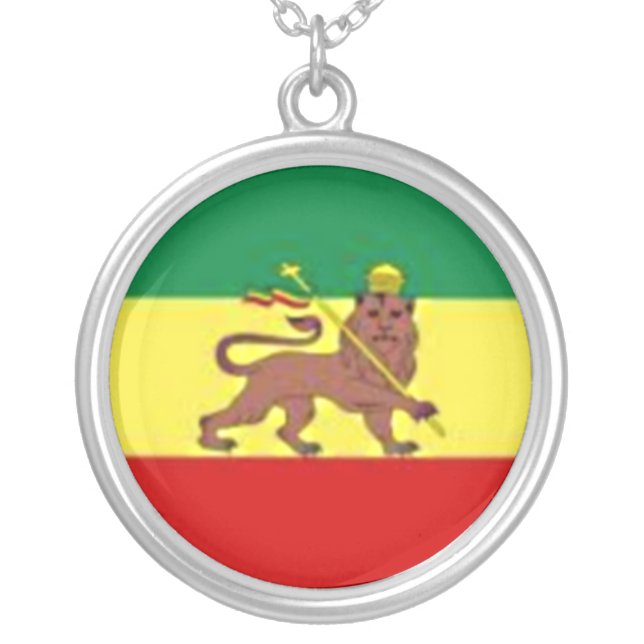 RASTA LION STERLING SIVER CHAIN SILVER PLATED NECKLACE (Front)
