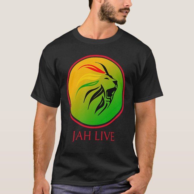 Rasta Live Up jah Live Lion T-Shirt (Front)