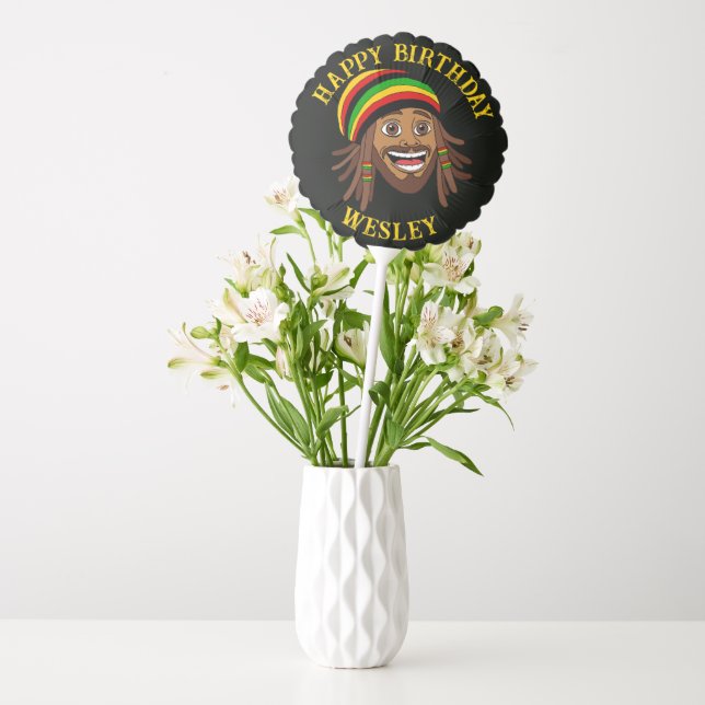 Rasta Man Happy Birthday Party Balloon (Vase)