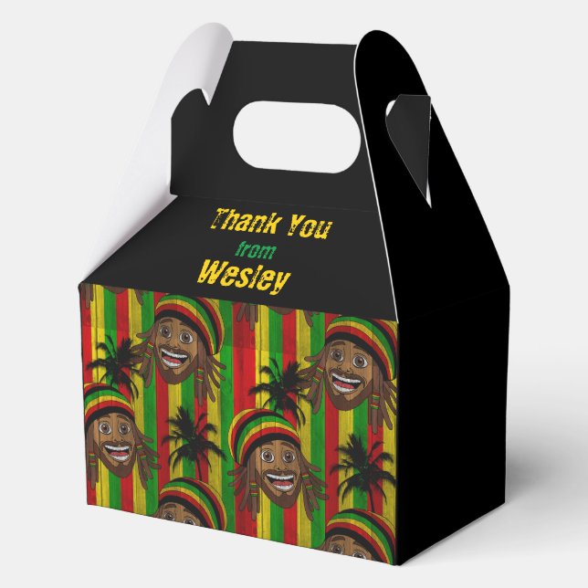 Rasta Man Thank You Birthday or Wedding Favor Boxes (Front)