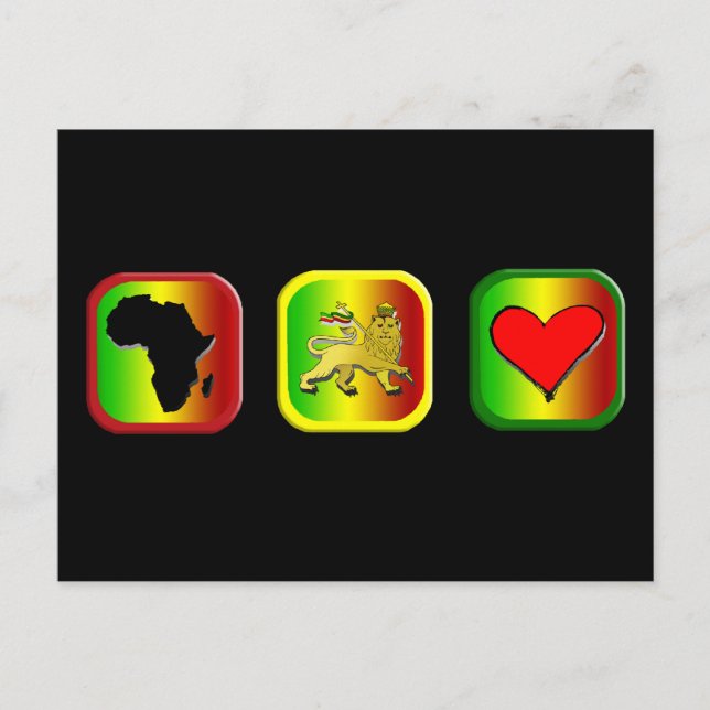 Rasta Map of Africa One Love Lion of Judah Postcard (Front)
