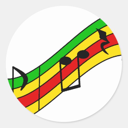 Rasta Music Staff Classic Round Sticker