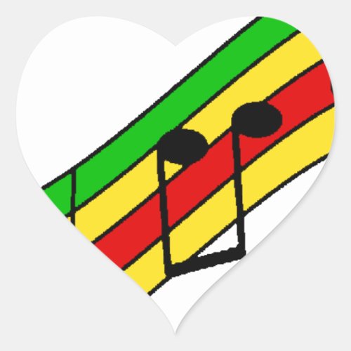 Rasta Music Staff Heart Sticker