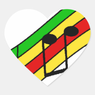 Rasta Music Staff Heart Sticker