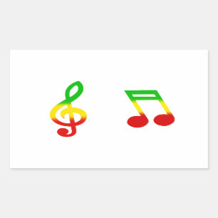 Rasta Note and Treble Clef Rectangular Sticker