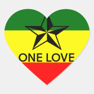 Rasta One Love Heart Shaped Sticker