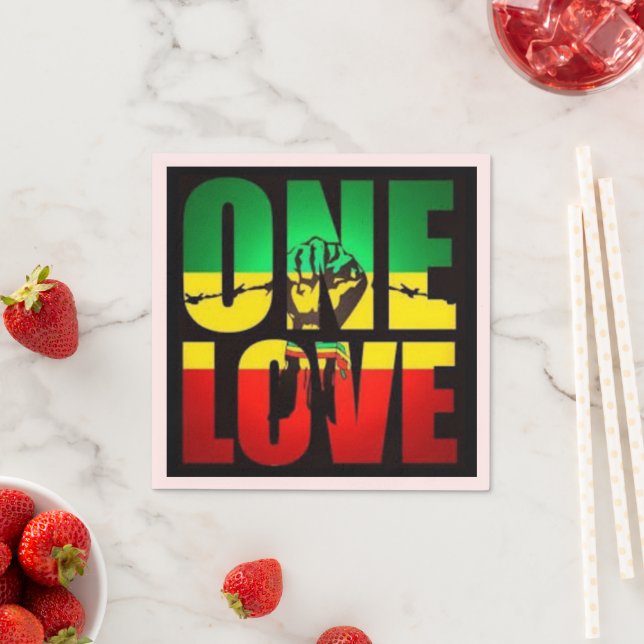 Rasta One Love T-Shirt Postcard Coffee Mug Napkins (Insitu)
