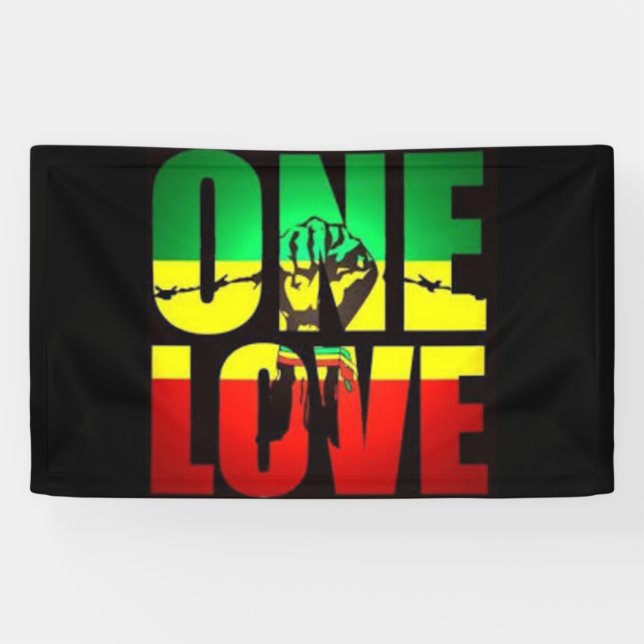 Rasta One Love T-Shirt Postcard Coffee Mug Napkins Banner (Horizontal)