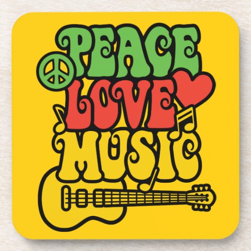 Rasta Peace Love and Music Beverage Coaster