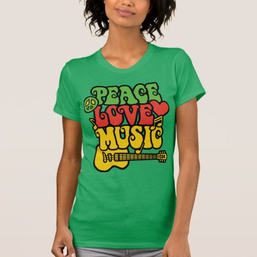 Rasta Peace Love and Music T_Shirt