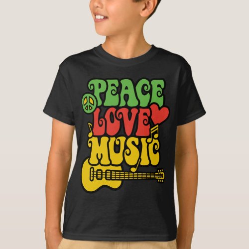 Rasta Peace Love and Music T_Shirt