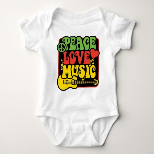 Rasta Peace Love Music Baby Bodysuit