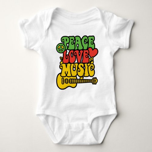 Rasta  Peace_Love_Music Baby Bodysuit