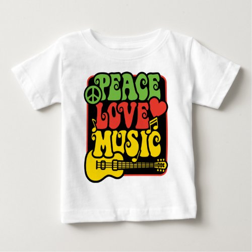Rasta PEACE_LOVE_MUSIC Baby T_Shirt