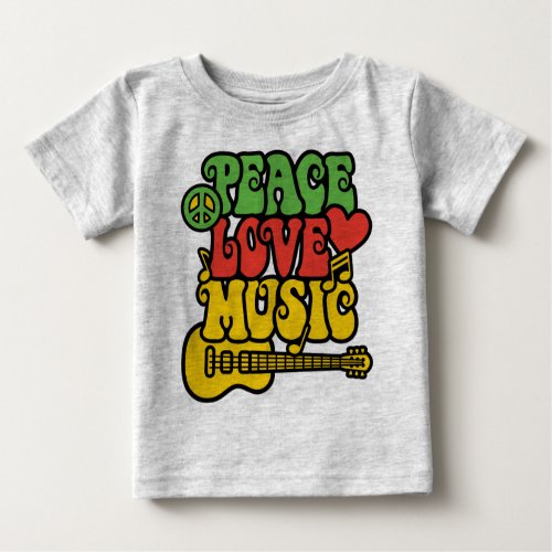 Rasta  Peace_Love_Music Baby T_Shirt