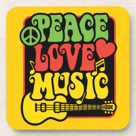 Rasta Peace Love Music Drink Coaster