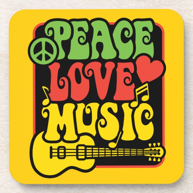 Rasta Peace Love Music Drink Coaster (Front)