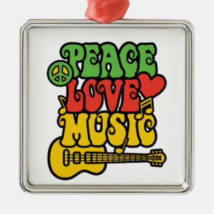 Rasta Peace-Love-Music Metal Ornament
