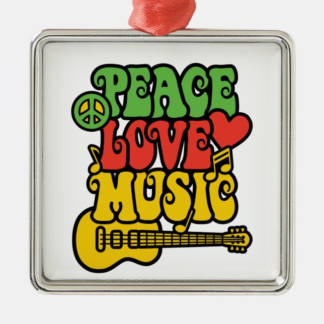 Rasta  Peace-Love-Music Metal Ornament (Front)